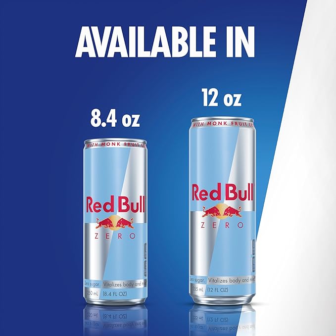 Red Bull Zero Energy Drink, 12 fl. oz., with 114mg Caffeine, Taurine & B Vitamins, Pack of 4 cans