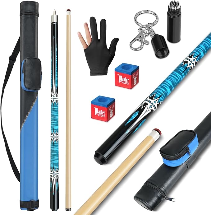 Pool Cue Stick with Hard Case, Maple Billiard Pool Cue Kit, 13mm Multilayer Leather Tip, 58" Professional Pool Cue Set with Gloves, Aerator, Chalk, 19 Oz
