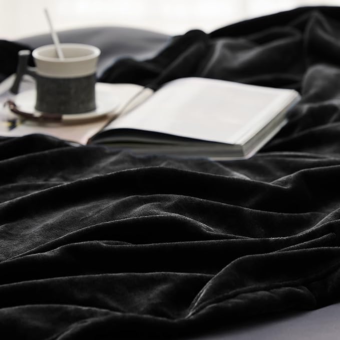 Bedsure Fleece Blankets Queen Size Black - Bed Blanket Soft Lightweight Plush Fuzzy Cozy Luxury Microfiber, 90x90 inches