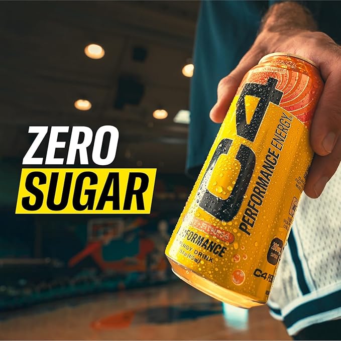 C4 Performance Energy Drink | Zero Sugar Carbonated Preworkout Energy | 200mg Caffeine with Beta Alanine | Frozen Bombiscle | 16 Fl Oz (12 Pack)