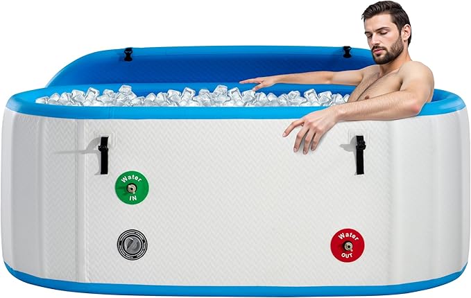 Albott Inflatable Cold Plunge Tub for Athletes, Ice Bath Tub with Insulated Lid Non-Slip Mat, Water Chiller Compatible, Portable for Indoor & Outdoor Recovery, 210 Gal, 71" L x 35" W x 30" H