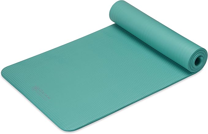 Gaiam Essentials Thick Yoga Mat Fitness & Exercise Mat with Easy-Cinch Yoga Mat Carrier Strap, 72"L x 24"W x 2/5 Inch Thick