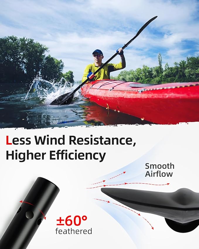 Abahub Adjustable Kayak Paddle 210-230 cm/ 230-250 cm Floating Kayaking Oars Boating Oars Canoeing Oars Black