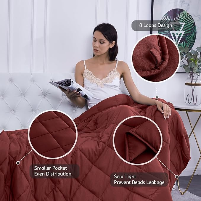 L'AGRATY Weighted Blanket - 60"x80" 20lbs Cooling Breathable Heavy Blanket Microfiber Material with Glass Beads for Adult All-Season Summer Fall Winter Soft Thick Comfort