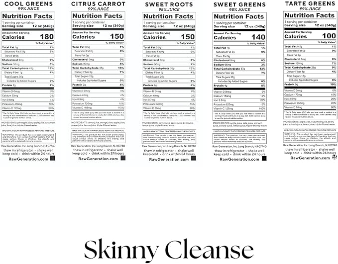 Raw Generation 5-Day Skinny Cleanse - Weight Management & Detox Juice Cleanse/Healthiest Way to Cleanse Your System/Jumpstart a Healthier Diet
