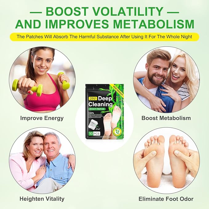 2 in 1 30PCS Foot Pads, Natural Bamboo Vinegar Ginger Powder Foot Pads