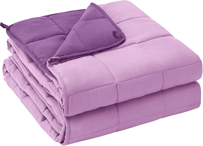 yescool Weighted Blanket for Adults (18 lbs, 60" x 80", Purple) Cooling Heavy Blanket for Sleeping Perfect for 110-130 lbs, Queen Size Breathable Blanket with Premium Glass Bead, Machine Washable