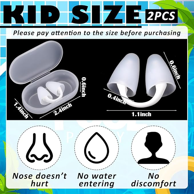 2 Pack Nose Plugs for Swimming for Adults and Kids (Age 7-12), Waterproof Soft Silicone Swimming Protectors Nose Block Nostril Plugs for Swimmers Surfers Water Sports