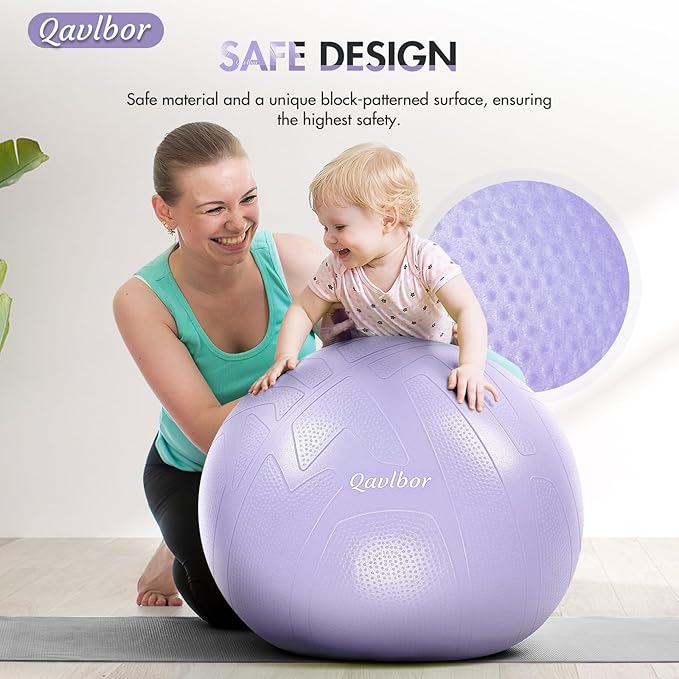 Yoga Ball Pregnancy Ball, 1.7mm Extra Thick Birthing Ball for Pregnancy, 600LB Anti-Burst Exercise Ball for Fitness, Balance, Physical Therapy, Non-Slip Stabil-ity Ball with Bump