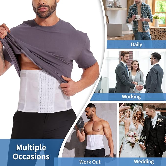 MISS MOLY Waist Trainer for Men Corset with Steel Bones Stomach Belt Waist Trimmer Belly Girdle for Fitness Body Shaper