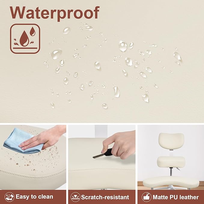 Meditation Chair Cross Legged ADHD Office Chair for Adults with Wheels Ergonomic Back Support and Leg Rest for Multi Position Criss Cross Sitting Kneeling and Yoga Height Adjustable, Leather Style