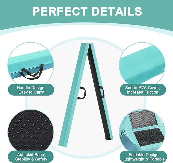 AWSUM Foldable Balance Beam for Kids, 6ft/8ft/9ft/10ft Anti-Slip Gymnastics Equipment, Suede Cover, Toddler to Teen, for Home Training School