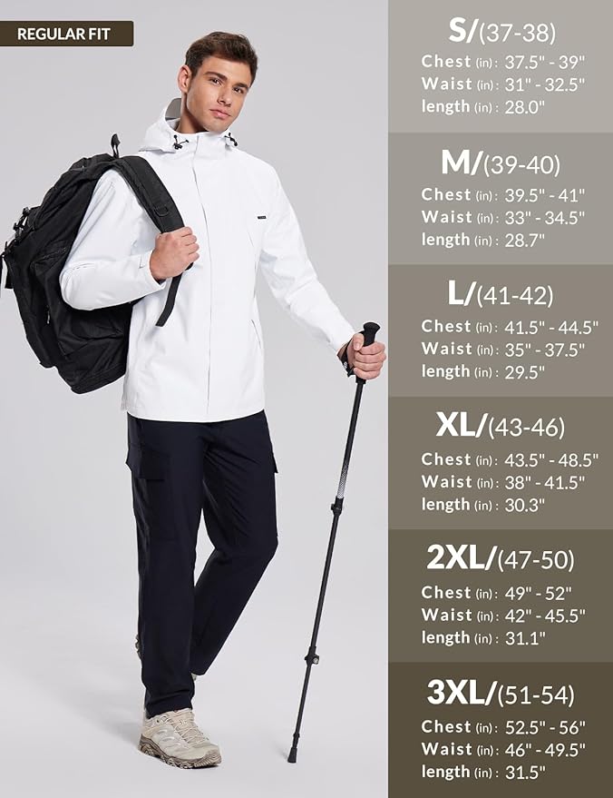 baleaf Men's Rain Jacket Waterproof Breathable Raincoat with Hood for Outdoor Hiking Traveling Cycling Windbreaker