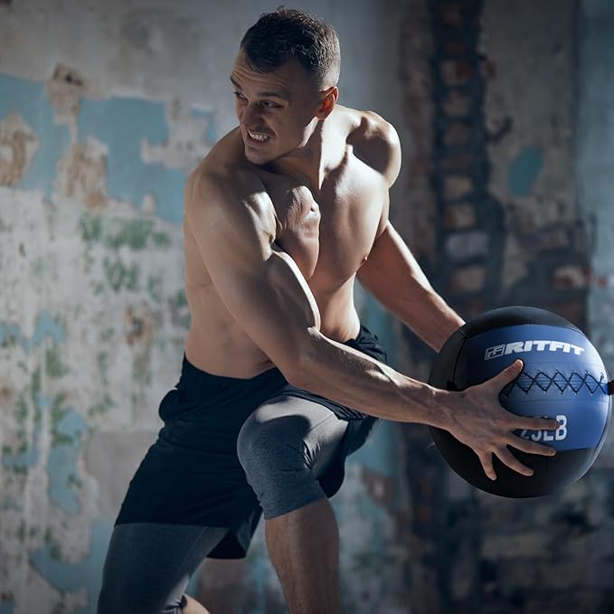RitFit Medicine Ball / weight ball / Soft Medicine Ball / Wall Medicine Ball / Soft Wall Ball / Wall Ball set/ Medicine Balls for Exercise and Conditioning Workouts, Fitness Gym Equipment for Core Training and Cross Training (5/10/15/20/25/30 lbs)