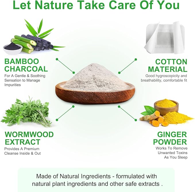 2 in 1 30PCS Foot Pads, Natural Bamboo Vinegar Ginger Powder Foot Pads