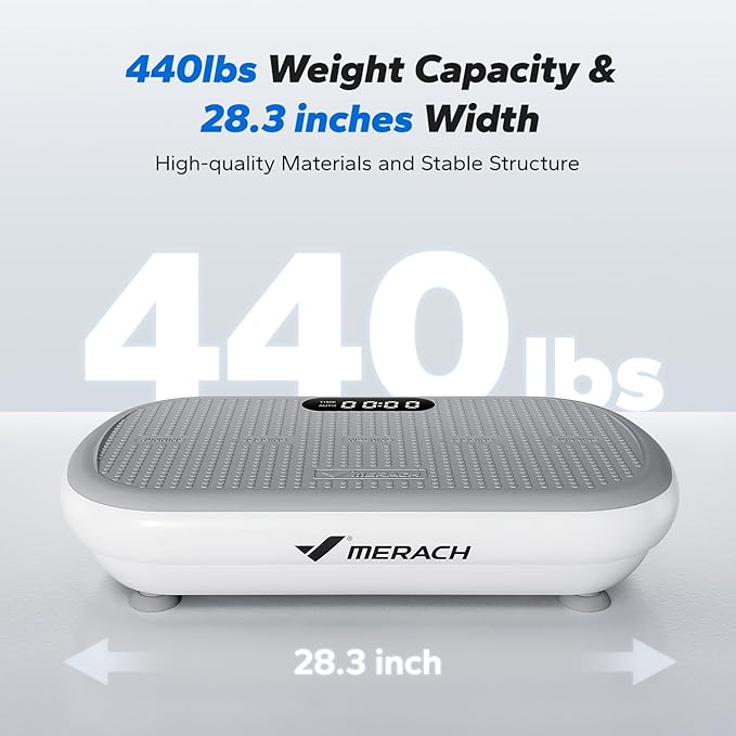 MERACH Vibration Plate Exercise Machine, Vibration Plate 440 Lbs Capacity, Bluetooth and Silicone Pedal, Stimulate Deep Fat, Vibration Plate for Lymphatic Drainage, Vibrating for Weight Loss