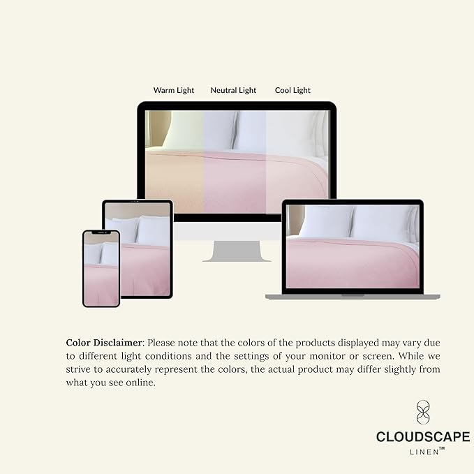 Cloud Scape Linen 100% Cotton Blanket King Size for Bed – Lightweight Summer Blanket, Herringbone Weave,fits California King Size Bed, 92x108,Seashell Pink