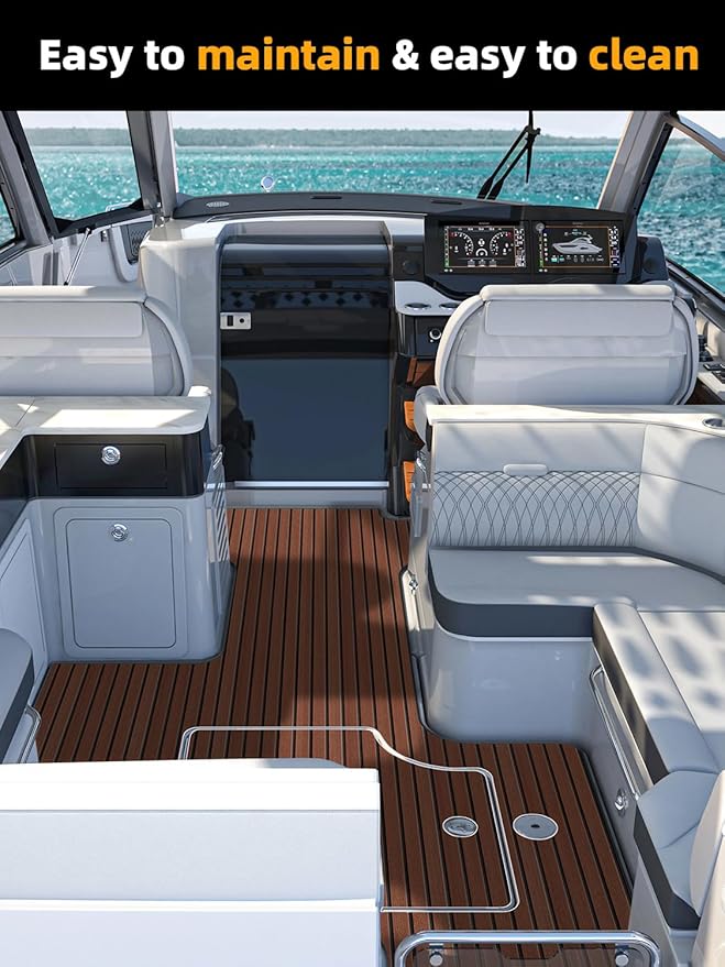 FOCEAN Boat Flooring EVA Foam Boat Decking Faux Teak Marine Flooring Boat Mat Boat Carpet Sheet for Motorboat RV Yacht Kayak Surfboard, 94.5"x 47.2"/35.4"/23.6"/15.7"