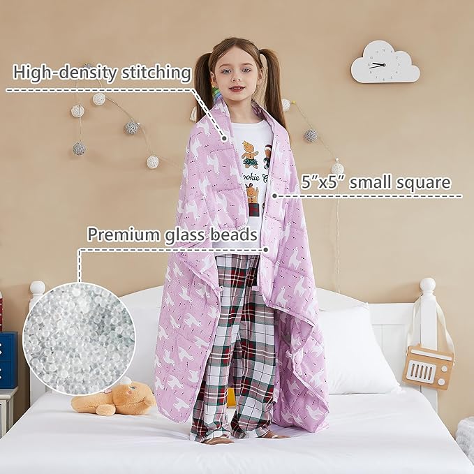 L'AGRATY Weighted Blanket - 40"x60" 7lbs Cooling Breathable Weighted Blanket Microfiber Material with Glass Beads