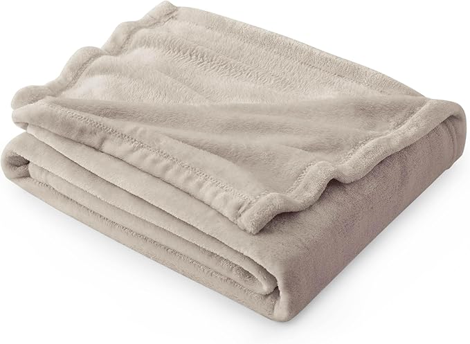 Bedsure Fleece Throw Blanket for Couch Oxford Tan - Lightweight Plush Fuzzy Cozy Soft Blankets and Throws for Sofa, 50x60 inches