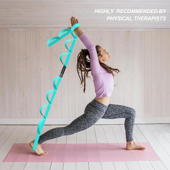 Premium Durable Stretch Straps with Loops, Stretching Strap for Physical Therapy, Multi-Loop Yoga Strap Fitness Exercise Strap for Yoga, Pilates, Dance, Flexibility&Exercise