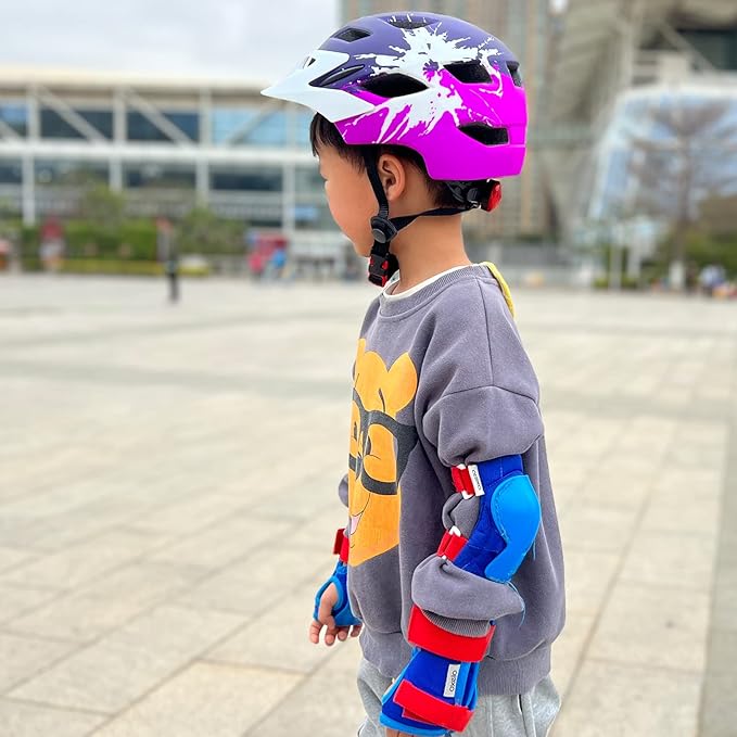 Kids Bike Helmet,Bavilk Kids Boys Girls Bike Helmets with LED Light Detachable Visor Children Youth Teen Multi-Sport for Skating Cycling Scooter Skateboard Adjustable & Lightweight 19.7"-22.4"