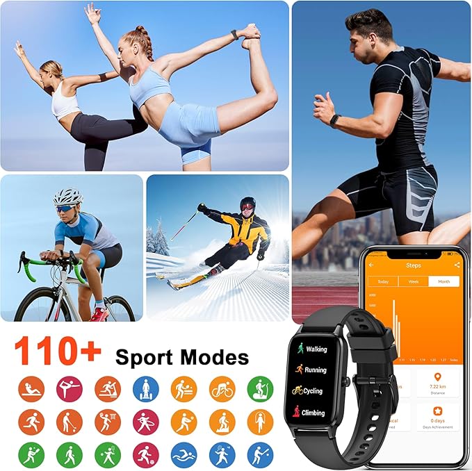 Smart Watch for Men Women(Answer/Make Call), 2025 Fitness Activity Tracker 1.57” Smartwatch with Heart Rate/Sleep Monitor/Pedometer/Calories/110+ Sports, IP68 Waterproof Fitness Watch for Android iOS