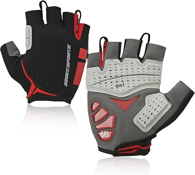 Souke Sports Mens Cycling Gloves with Gel Pads Half Finger Bike Gloves Lightweight Anti-Slip Shock-Absorbing for MTB Road Biking