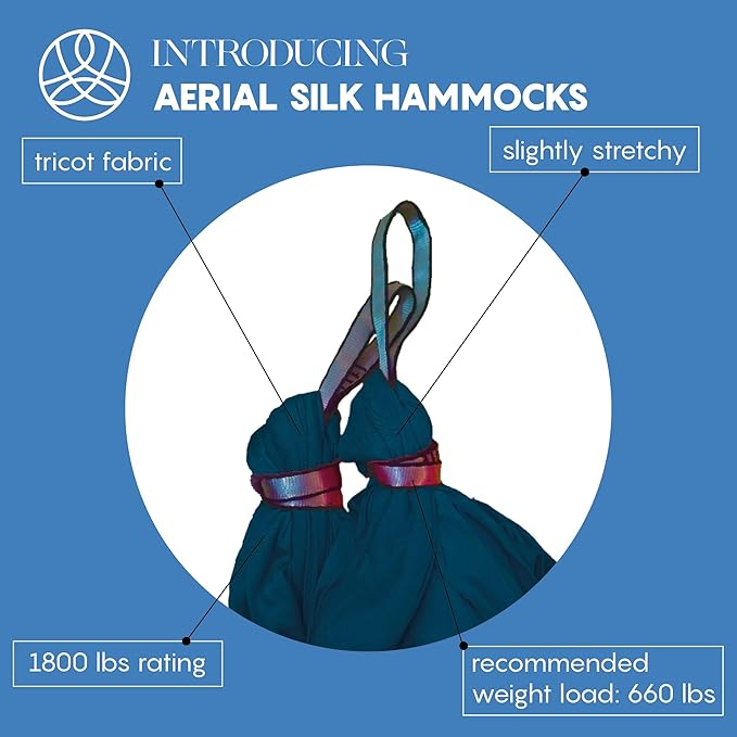 Aerial Silk Yoga Hammock & Swing for Home, Inversion Exercises, Starter Kit for All Levels - Durable with Extension Straps, Carabiners, and Pose Guide