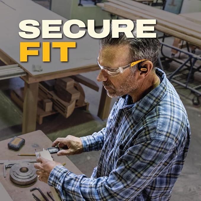DEWALT Heavy Duty Open Ear Headphones, Bluetooth 5.3 Wireless Earbuds with 44Hrs Runtime, Jobsite Premium Sound True Wireless Air Conduction Open Ear Earbuds with Earhooks for Worksites and Workouts