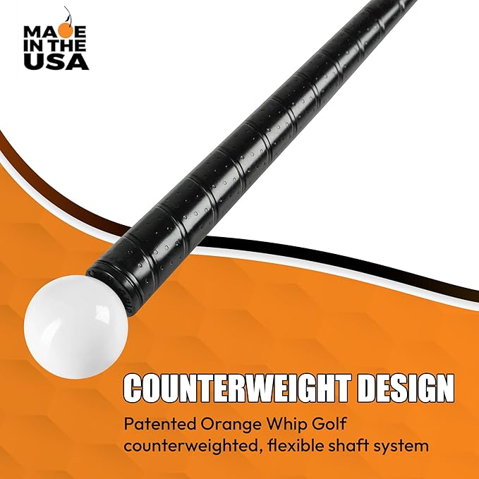 Orange Whip Golf Swing Trainer Aid Patented & Made in USA for Improved Rhythm, Flexibility, Balance, Tempo, and Strength *American Made*
