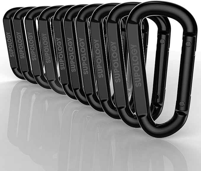 Heavy Duty Carabiner Clip, Steel Carabiners 1100lbs 3" D Shaped Spring Hook Small Clips for Hammocks, Hiking, Keychains, Outdoors and Gym, Dog Leash and Key Ring