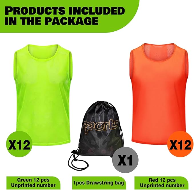 12/24/48PCS Pinnies Youth Team Pennies for Sports Kids and Scrimmage Vests for Soccer Basketball Jersey Practice