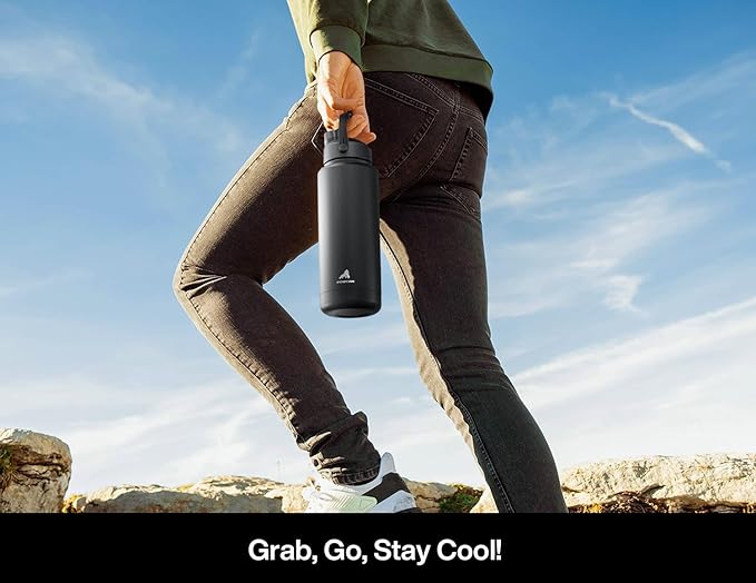 40 oz Insulated Water Bottle with 2-in-1 Straw and Spout Lid, Keep Cold 24H, Leak-Proof, BPA-Free, Double Wall Stainless Steel Water Bottle for Sports, Gym, Travel, and School (Oracle Kittens)