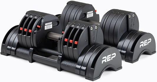 Rep Fitness Quickdraw Adjustable Dumbbells, Multiple weight ranges available including: 5-30, 5-40,5-50 and 5-60 lbs