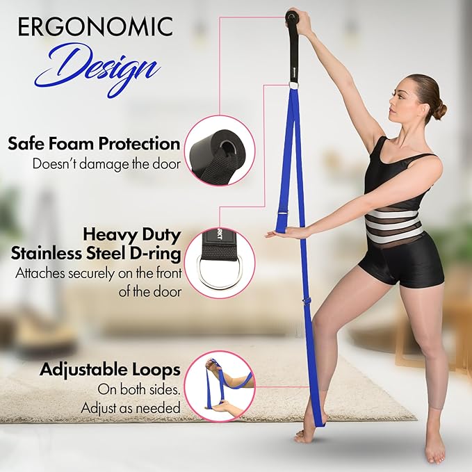 Stretching Strap With Door Anchor - Stretching Equipment to Improve Legs Flexibility - Splits Trainer For Home Ideal In Ballet, Dance, Cheerleading, Taekwondo, Yoga, Pole Dancing & Gymnastics