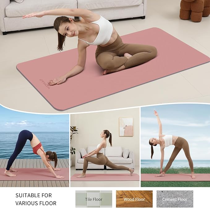 Extra Thick 8mm Yoga Mat, 72"x28" Non Slip Exercise Mat, Reversible 2-Sided Dual Color Premium POE Material, with Carrying Strap for Yoga, Pilates, Home Gym