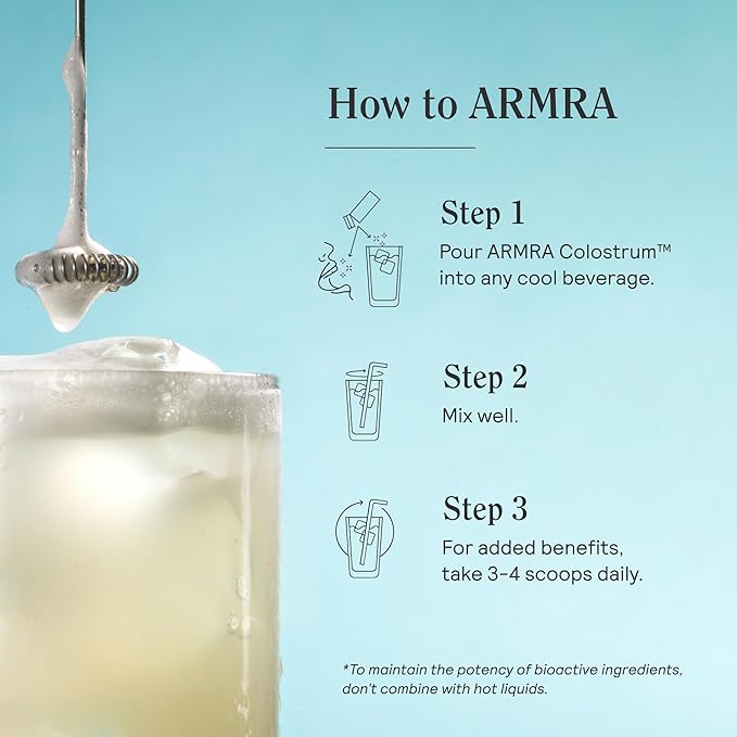 ARMRA Colostrum™ Powder | Unflavored | Gut Health & Bloating | Skin & Hair | Immunity | Keto, Gluten & Fat-Free | 120 Servings