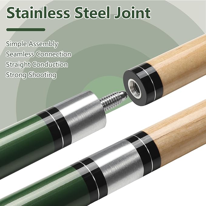 Billiard Cues Stick, 58" Pool Cues Canadian Maple Wood Leather Pattern Grip 18 19 20 21 oz Pool Cue Stick for Bar House Pool Table Sports