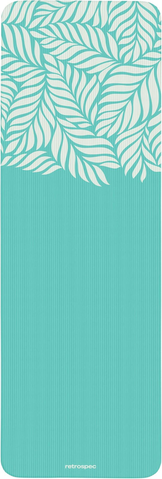 Retrospec Solana Yoga Mat 1" Thick w/Nylon Strap for Men & Women - Non Slip Exercise Mat for Home Yoga, Pilates, Stretching, Floor & Fitness Workouts - Blue Lagoon