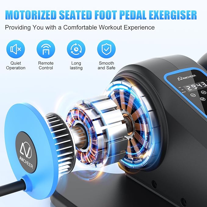 ANCHEER Under Desk Elliptical, Electric Leg Exerciser While Sitting for Seniors, Fully Assembled Motorized Ellipse Leg Exerciser Seated Elliptical Machine with 12 Adjustable Speeds