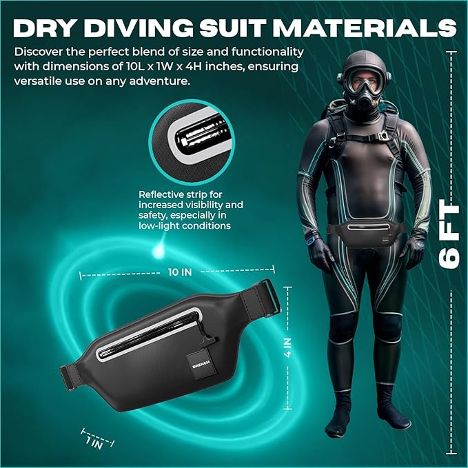 DRENCH 100% Underwater Waterproof Fanny Pack. Waist Pack. Submersible Waterproof Phone Pouch. Dry Bag for Swimming, Boating, SUP & Snorkelling. Underwater Phone case. Floating Belt Bag