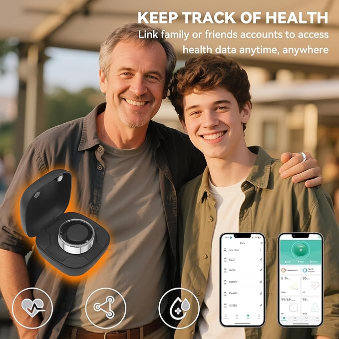 Smart Ring for Men Women with Black Charging Box, Bluetooth, Health Ring , IP68 Waterproof, Fitness Ring Tracks Heart Rate/Sleep/Steps/Sports Activities/Blood Oxygen,non-subscription app (Silver, 12)