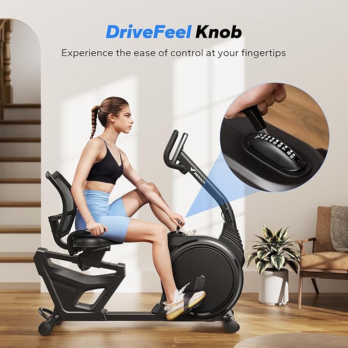 MERACH Recumbent Exercise Bikes for home, Light Commercial High-end Recumbent Bike for Seniors Adults, Magnetic Recumbent Exercise Bike with Smart Bluetooth and Exclusive App, LCD, Heart Rate Handle