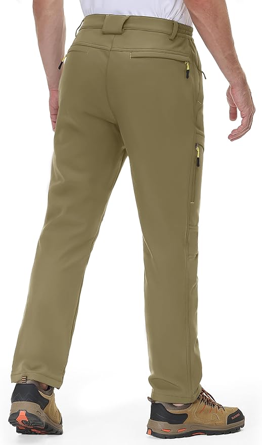 MAGCOMSEN Snow Pants for Men Water Resistant Fleece Lined 5 Zipper Pockets Winter Snowboard Hiking Insulated Ski Pants