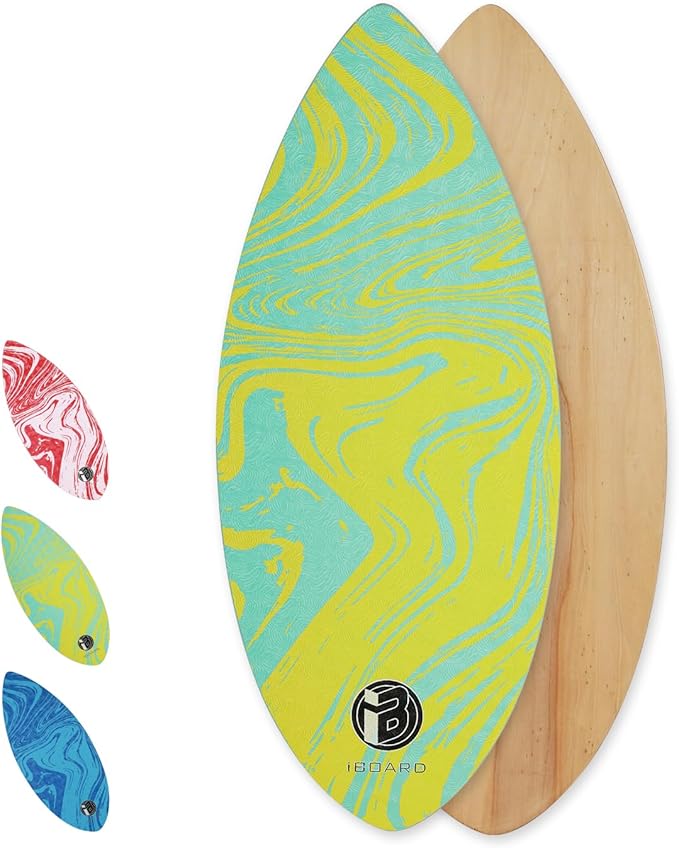 41” Skipper Skimboard with High Gloss Coat Wooden Skim Boards for Beginners, Teenagers and Adults Beach Skimboard 3 Color Traction Pad to Choose