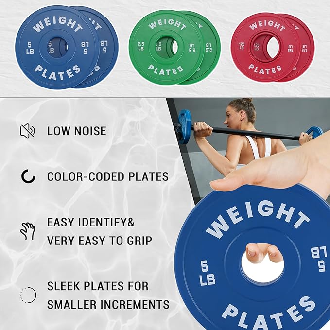 2 in Change Plates 1.25LB Pairs 2.5LB Pairs 5LB Pairs 10LB Pairs 17.5 LB 37.5 LB Set Fractional Weight Plates Set,Bumper plates for Gym Home,Rubber Coating & Steel