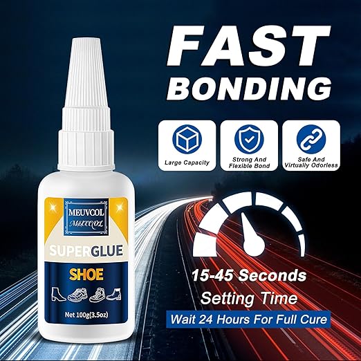 Shoe Glue,100g Super Glue for Shoe Heavy Duty, Clear Shoe Glue Sole Repair Kit, Waterproof Sneaker Glue for Rubber Soles, Boot, Leather, Heels, Tennis, Strong Boot Fix Glue, Insole Adhesive