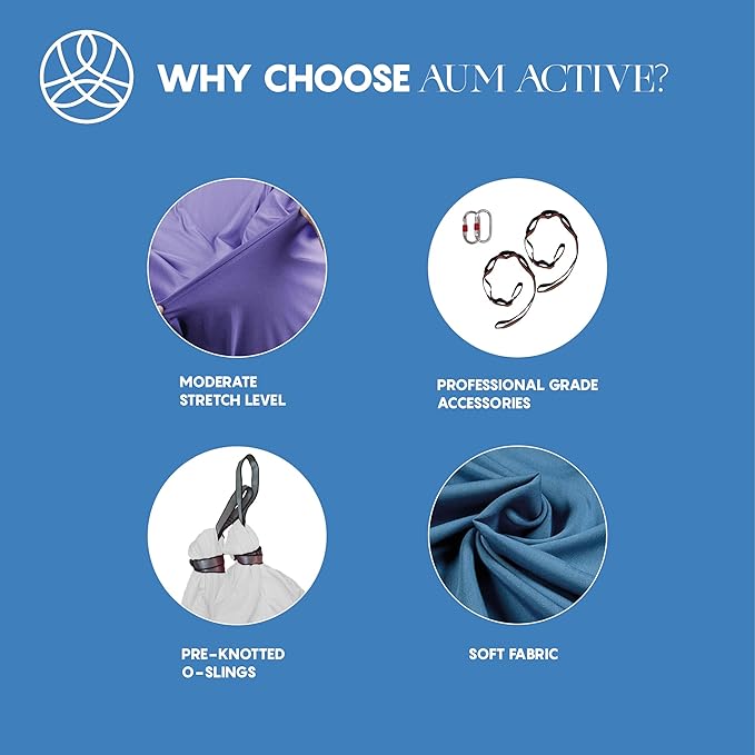 Aerial Silk Yoga Hammock & Swing for Home, Inversion Exercises, Starter Kit for All Levels - Durable with Extension Straps, Carabiners, and Pose Guide