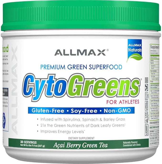 ALLMAX Nutrition - Cytogreens Super Greens Powder, Infused with Spirulina, Spinach & Barley Grass, Supports Immune & Digestive Health, Gluten Free & Vegan, 30 Servings (Acai Berry Green Tea)